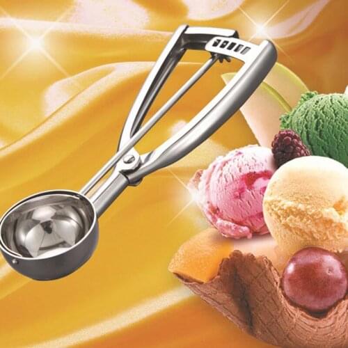 Stainless Steel Ice Cream Scoop Ice Ball Maker Frozen Yogurt Cookie Dough Meat Balls Ice Cream Spoon Tools Watermelon Spoon