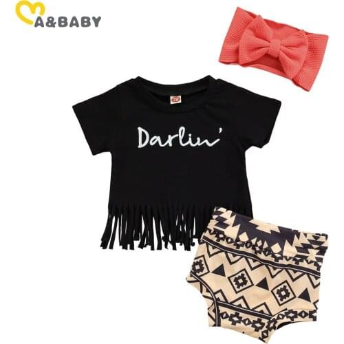 Ma&Baby 0-24M Toddler Newborn Infant Baby Girl Clothes Set Summer Letter Tassel T shirt Tops Shorts Outfits Costumes DD15