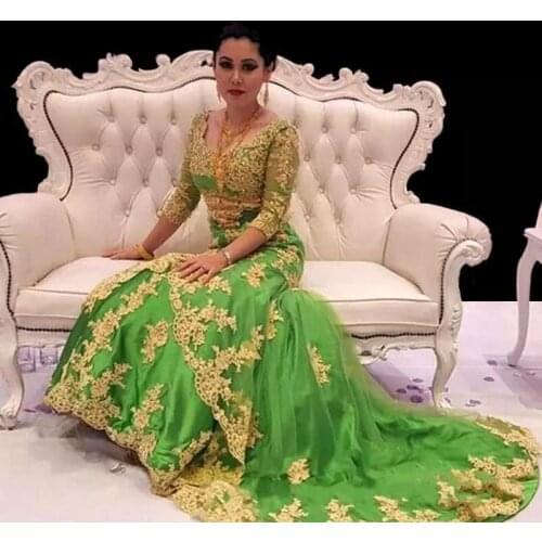 Saudi Arabia Dubai Muslim Caftan Evening Dresses 2019 Applique Long Sleeves Formal Holiday Wear Celebrity Party Gowns Plus Size