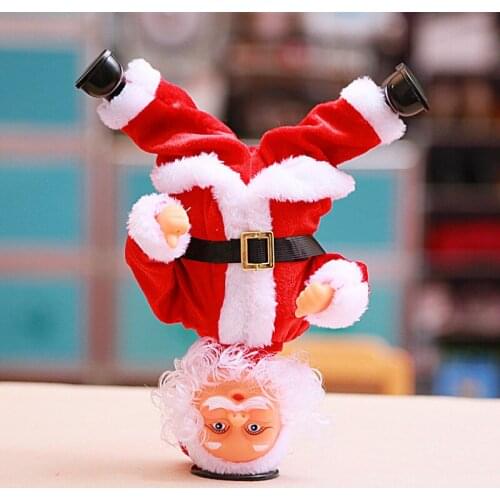 2020 New Funny Christmas Handstand Electric Santa Claus Doll Dancing with Music Swin Plush Toys for Kids Family Gift