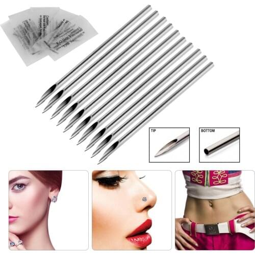 5 Pieces Disposable Sterile Body Piercing Needles Medical For Navel Nipple Ear Nose Lip 12G/14G/16G/18G/20G