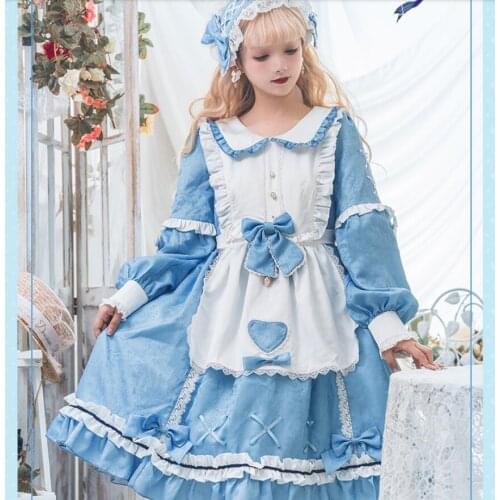 Autumn/Winter Cos Maid Lolita Skirt op Sweet Dress Cos Lolita Japanese LO Retro Court Tea Party Dress Loli Vestidos