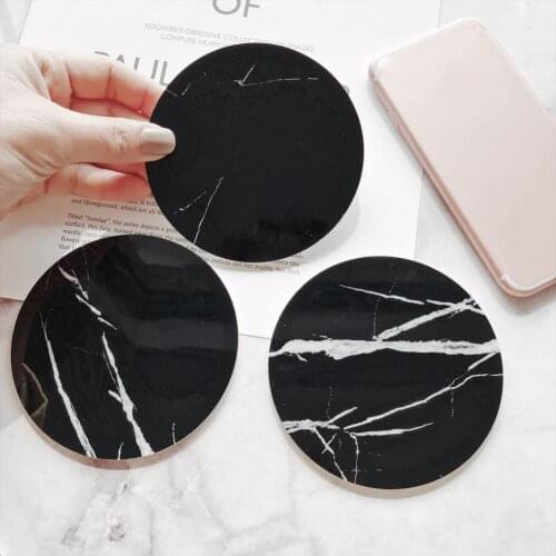 Cup Mat Marble Pattern Hexagon Shape Smooth Surface Round Tea Pad Table Coast Holder for Home