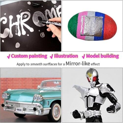 Silver Mirror Marker DIY Paint Mirror Chrome Finish Water UV Resistent Student Supplies Craftwork Pen Accessories Silver Mirror