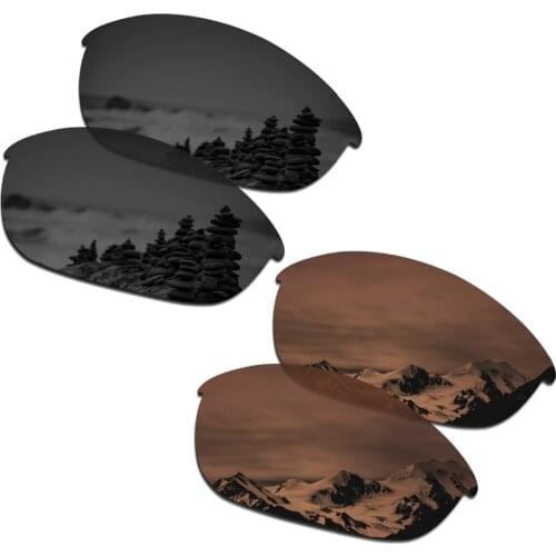 SmartVLT 2 Pairs Polarized Sunglasses Replacement Lenses for Oakley Half Jacket Stealth Black and Amber Brown