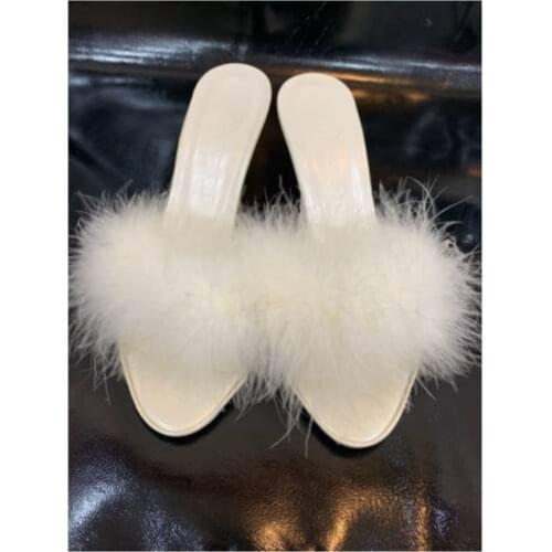 Full Feathered Bridal Dowry Engagement Slipper Color Raw White, Wedding, Wedding, Enjoyment, orthopedic Bed Room Heels Casual Stylish Attractive
