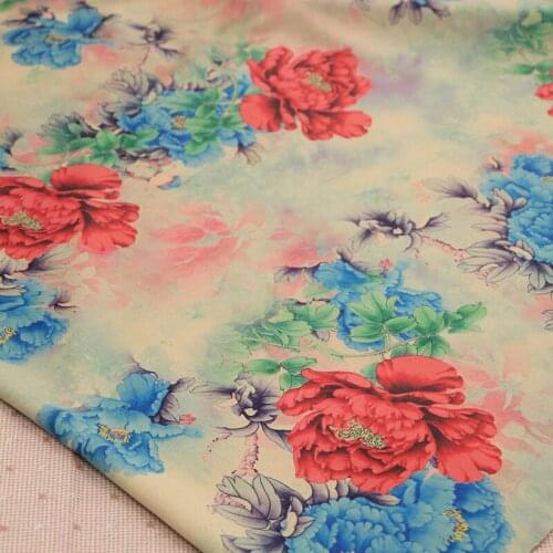 FYS16 1meter Camellia Gambiered Guangdong Gauze Dress Fabric Cheongsam Fabric For Women Hanfu Dress Cloth DIY Bag Fabric