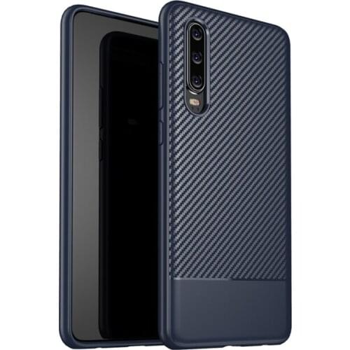 Carbon Fiber Phone Cover Soft TPU Phone Case for Huawei P30 Silicone Dustproof Anti-Scratch Flexible Protective Cover