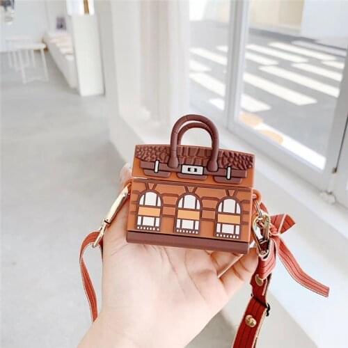 Villa Home Pouch Case for Airpods 1 2 Pro Charging Box Soft Silicone Wireless Bluetooth Headphone Protective Cover Bow Cord