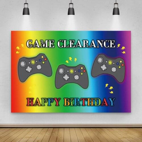 Happy Game Party with Color Backdrop Boy Birthday Room Table Decoration Photography Photo Custom Kids Vinyl Background Picture