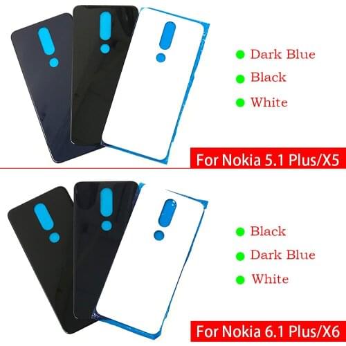Back Glass Rear Cover For Nokia 5.1 Plus X5 6.1 Plus Battery Door Housing Battery Back Cover