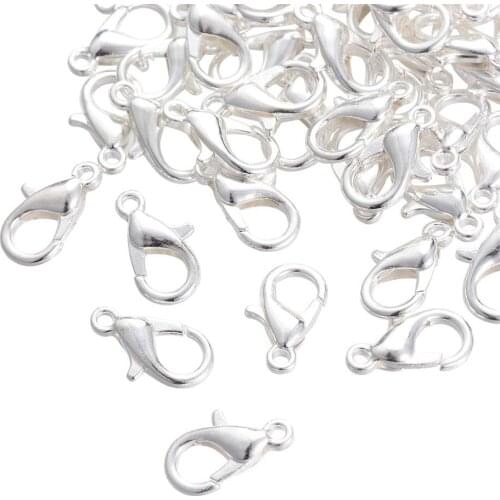 100 pcs Jewelry Findings Alloy Silver Lobster Claw Clasps for Jewelry Making Necklace Bracelet Keyrings DIY Accessories F70