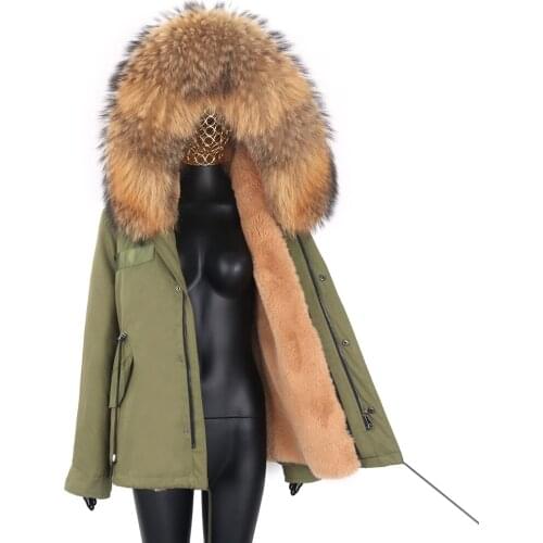 Brand Winter Jacket Women 2021 Real Fox Fur Coat Female Warm Fur Jackets Natural Raccoon Fur Collar Faux Rabbit Fur Lined Parka