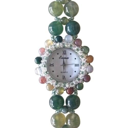 Luxury Ladies Nature Jade Bracelet Watch for Women Quartz Wristwatch Girlfriends Students Gifts