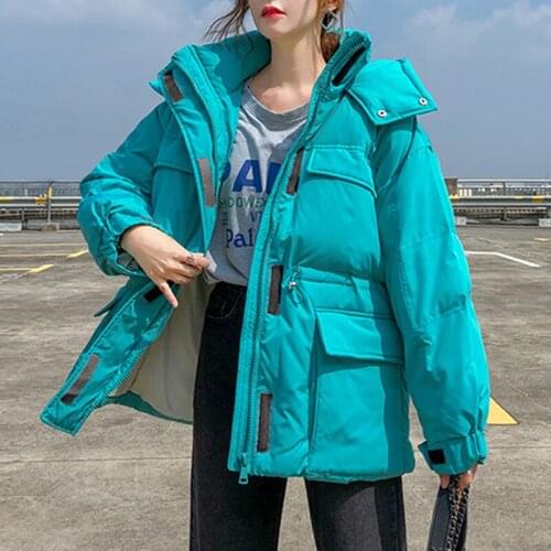 Winter womens hooded 90% white duck down short jacket casual womens loose thick warm snow jacket ladies down jacket