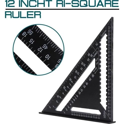 12 inch Metric Aluminum Alloy Triangle Angle Ruler Protractor 30cm Square Layout Gauge Woodworking Measurement Tool