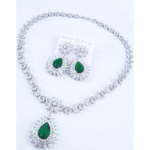 2021 New fashion black champagne purple CZ zircon necklace earrings set wedding party banquet dressing jewelry set free shipping