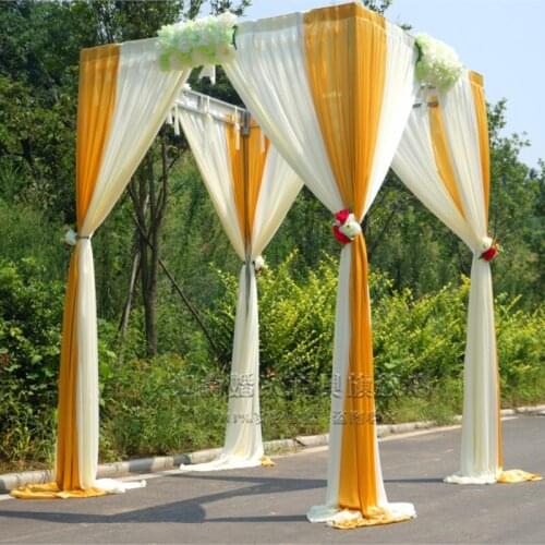 3*3*3M White & gold wedding squre canopy drape With Stainless Steel Stand Banquet Favors Canopy Drape(including stand & curtain)