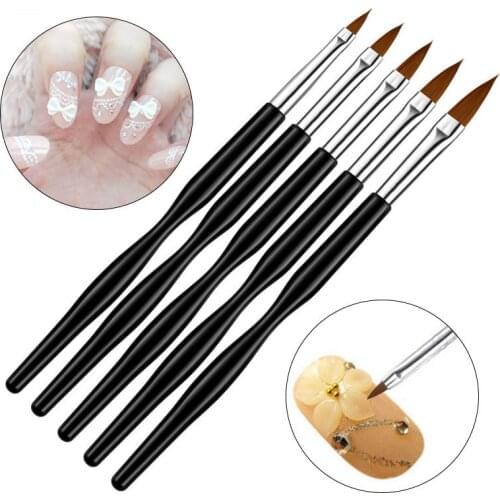 5pcs/ lot Nail Art Acrylic Liquid Powder Carving Flower Shaping Builder Brush Pen Manicure Tool