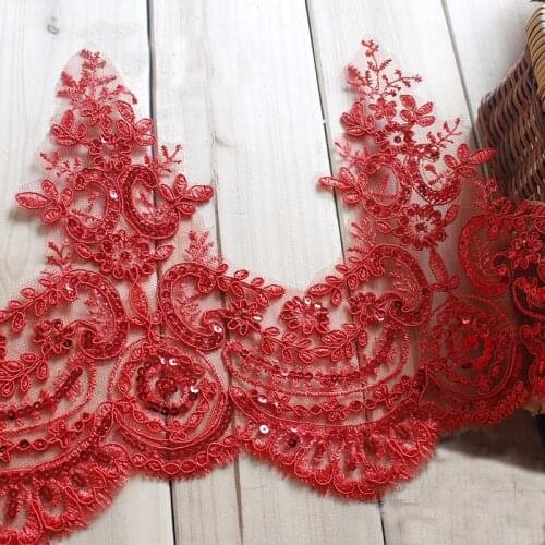 6Yards/Lot Refined Luxury with Continental Car Bone Sequined Lace Wedding Dress Accessories Lace Trim Applique