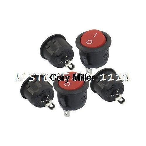AC 250V/6A 125V/10A 2 Pin SPST Red Button On/Off Round Boat Rocker Switch