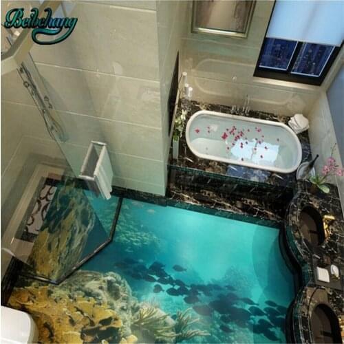 Beibehang Large Custom Wallpaper Mural 3D Flooring Ocean World Ultimate Stereo Tile Three - dimensional Painting