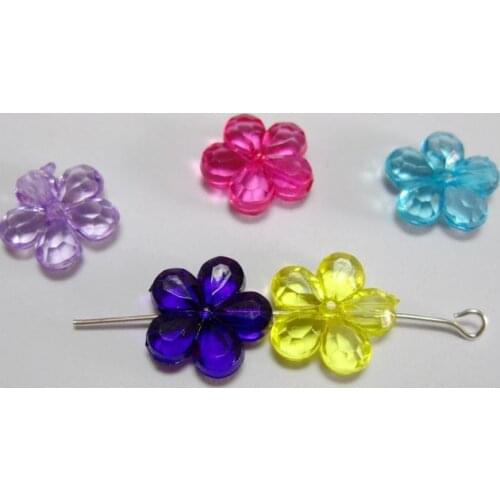 500pcs 200pcs 100pcs 50pcs Mixed Colour Transparent Acrylic Faceted Flower Beads 14mm