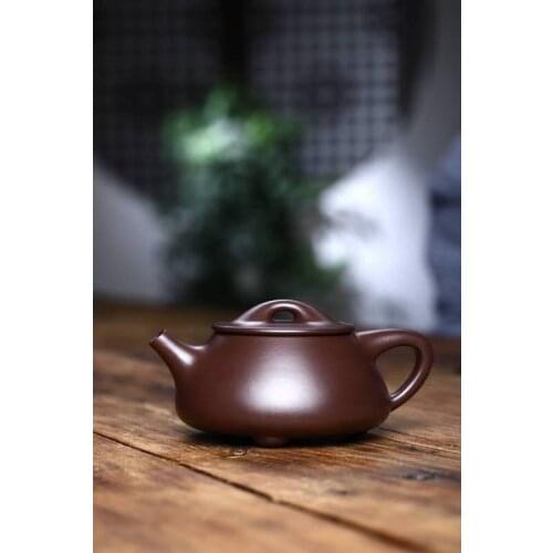 Pure manual JingZhou gourd ladle undressed ore old purple mud stone product 270 cc teacher fei are recommended