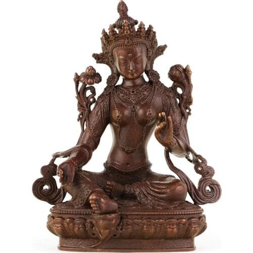 Pure Vermilion Tara Avalokitesvara Bodhisattva Buddha Statue Tibetan Buddhism Home Devotion Decoration Ancient Color
