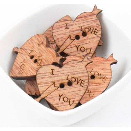 Wooden Heart Multicolor Vintage Buttons Scrapbook Handmade Sewing Home Decoration Accessory DIY 30x37mm 10pcs MT1612-FD