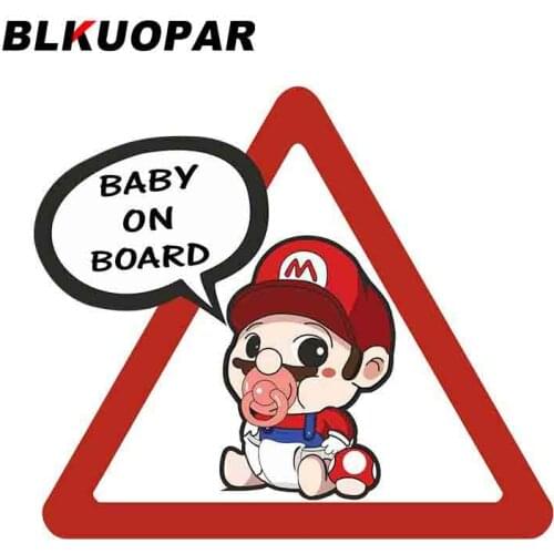 EARLFAMILY 13cm x 11.7cm Cute Mario Baby On Board Car Stickers Creative Funny Car Styling For Window Bumper Warning Decals