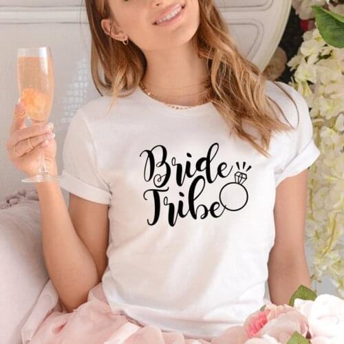 Diamond Ring Bride Tribe TShirt Casual Cotton Short Sleeve Wedding Party Graphic Tshirt Harajuku Tshirt Female Tees Tops Hipster