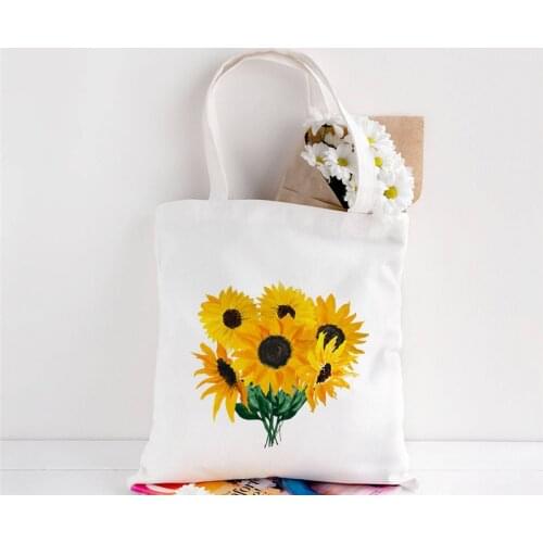 Canvas Shopper bag for women Flower Print Ladies Travel Canvas Tote Bag Eco Shoulder Bag Large Female shopping bag for groceries
