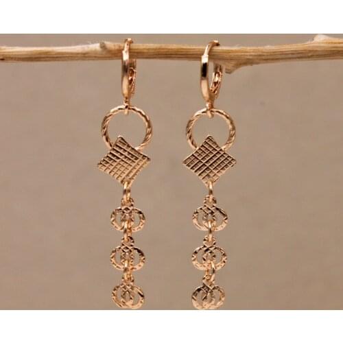 Classic Square Metal Gold Copper Drop Earrings For Women Fashion Jewelry Accessories Woman Dangle earring Wedding party Gift