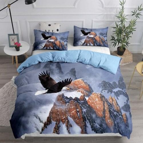 Eagle Flying Across Snow Mountain Bedding Set Duvet Cover Sets Comforter Bed Linen Twin Queen King Single Size Dropshipping