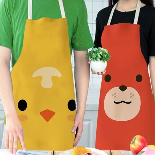 Antifouling Kitchen Apron Cute Animal Cotton Linen Sleeveless man women Chef Cooking Aprons Kitchen accessories 68*55cm 0025