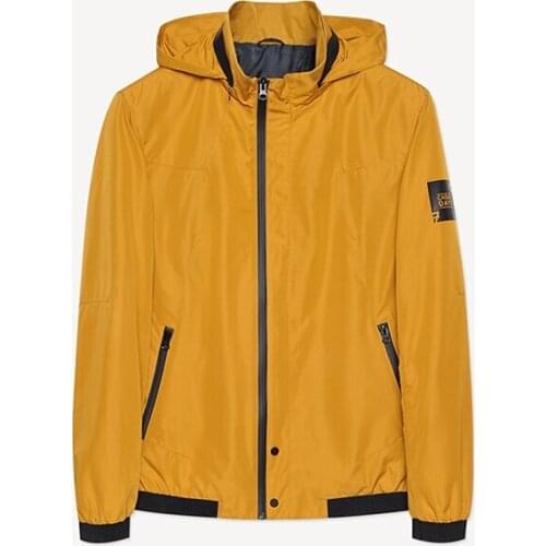 NEW FASHION business men jacket Comfortable yellow jackets men Hooded windbreak Slim Casual coat