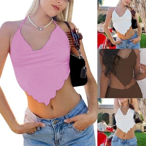 Hot kf-Womens Fashion Sexy Pleated Halter Strapless Slim Waistcoat