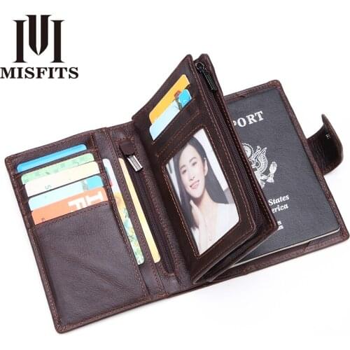 Quenya Mens Wallets Genuine Leather Passport Holder Wallet Man Vintage Cowhide Passport Cover Brand Male Zipper&Hasp Coin Purse
