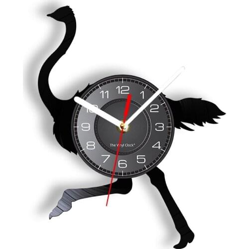 Greater Flamingo Silhouette Vinyl Record Wall Clock Silent Animal FMG Nursery Bird Art Decorative Modern Design Hanging Watch
