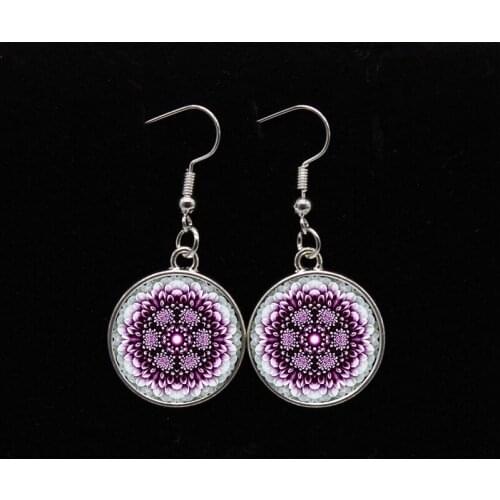 New Flower of Life Om Yoga Chakra Mandala Fashion Glass Dome Earrings Sacred Geometry Female Earrings