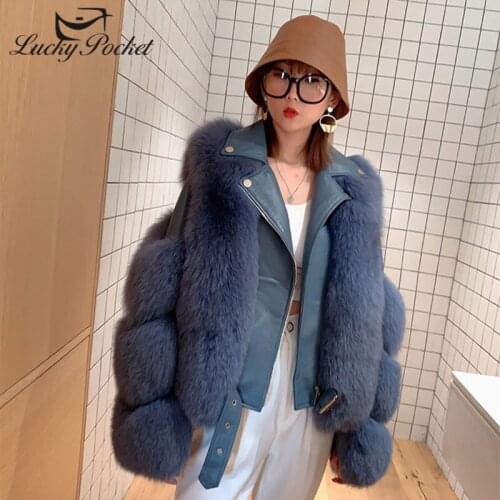Women Winter Solid Color Thick Warm Fox Fur Leather Female High Street Brand Fashion New Coat Ladies Street Style Outerwear M883