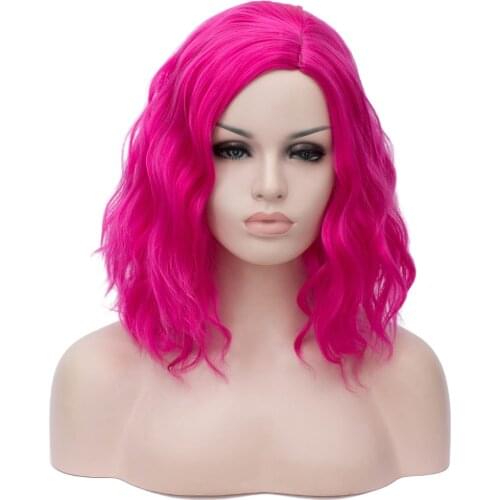 GAKA Woman Pink Wigs Short Curly Heat Resistant Synthetic Natural Hair Green for Black White Women Cosplay Bob Style