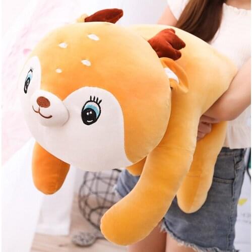 35-85cm Large Size Toy Playful Deer Plush Toy Sleek Cute Squinting On The Floor Fabric Soft For Children As A Christmas Gift