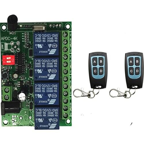 DC 24V 10A 4 Channel 4CH 4CH 433MHz rf Remote Control Switch Wireless Relay Receiver Controller for Garage\ Door\ LED\ Bulb