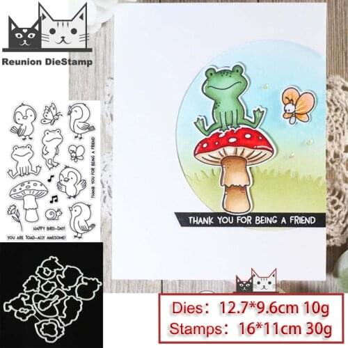 Reunion Frog and Bird Metal Cutting Dies and Stamps for DIY Scrapbooking Photo Album Decorative Embossing DIY Paper Cards 2020