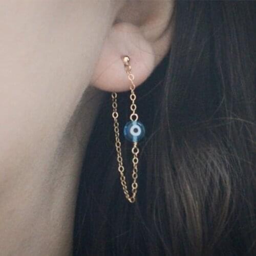 Evil Eye chain stud earrings