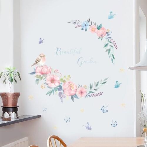 Nordic style Flower Cluster Internet Celebrity Wall Stickers for Girls room Bedroom Removable Vinyl Wall Decals Home Decor