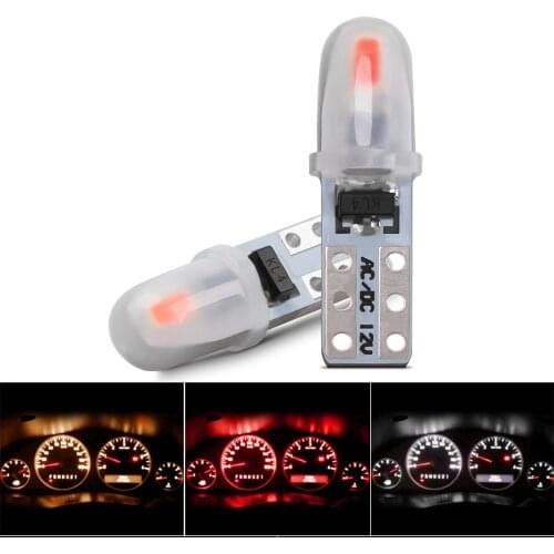 10pcs High Bright Car LED Lights T5 2*3014 Chips For Auto Instrument Dashboard Lamp Wedge Light Gauge Bulbs DC 12V White Diode