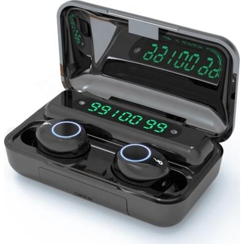 TWS Wireless Bluetooth 5.0 Earphone 9D HiFi Stereo Sport Waterproof Wireless Touch Mini Earbuds Headset with 2000mAh